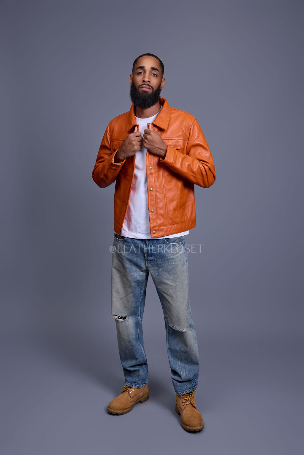 Men's Dylan Jacket Orange Leather