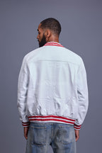 Men's V-Bomber Baseball Jacket [White/Red]
