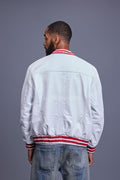 Men's V-Bomber Baseball Jacket [White/Red]