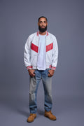 Men's V-Bomber Baseball Jacket [White/Red]