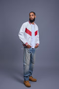 Men's V-Bomber Baseball Jacket [White/Red]