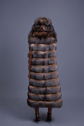 Women's Pippa Long Fox Fur Vest With Hood [Crystal]