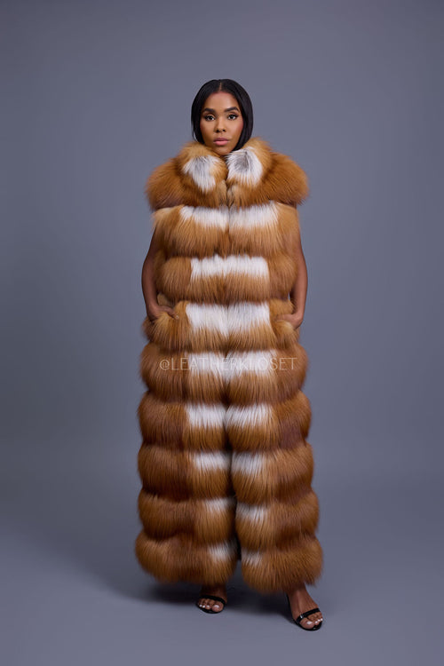 Women's Ivy Long Fox Fur Vest [Red Fox]