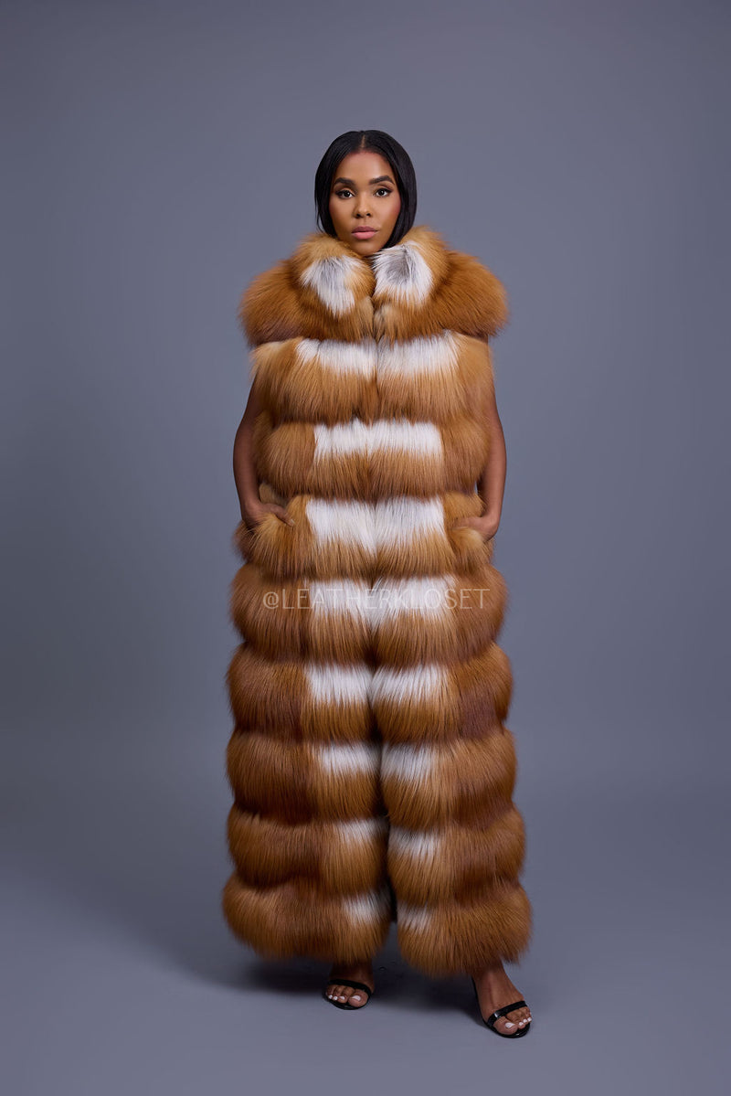 Women's Ivy Long Fox Fur Vest [Red Fox]
