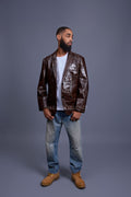 Men's Embossed Crocodile Leather Blazer [Brown]