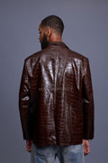 Men's Embossed Crocodile Leather Blazer [Brown]
