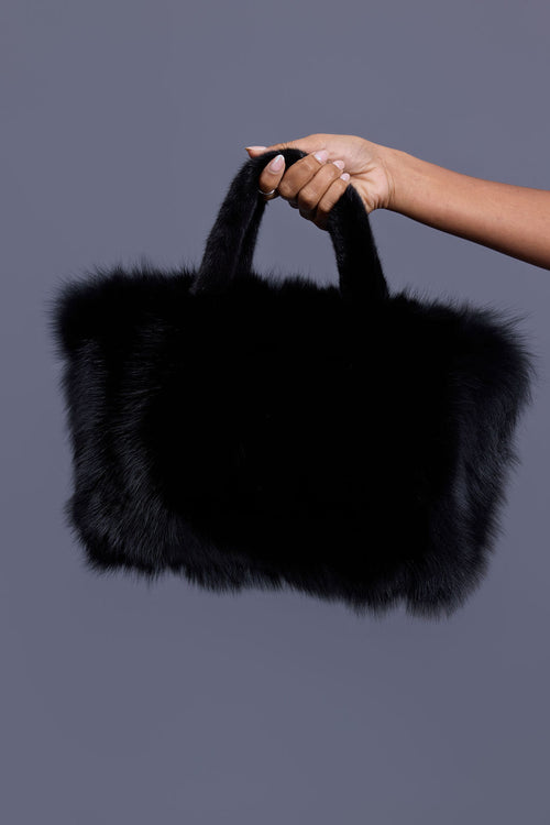 Baby Ivy Fox Fur Handbag [Black]