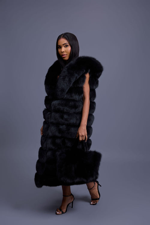 Baby Ivy Fox Fur Handbag [Black]