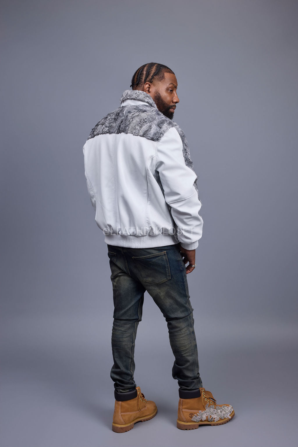 Men's Leather & Persian Lamb Combo 2.0 [White/Grey]