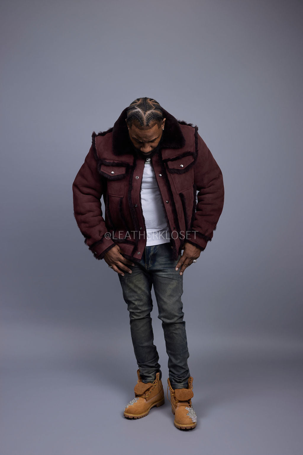 Men's Shepherd Shearling Jacket [Burgundy]