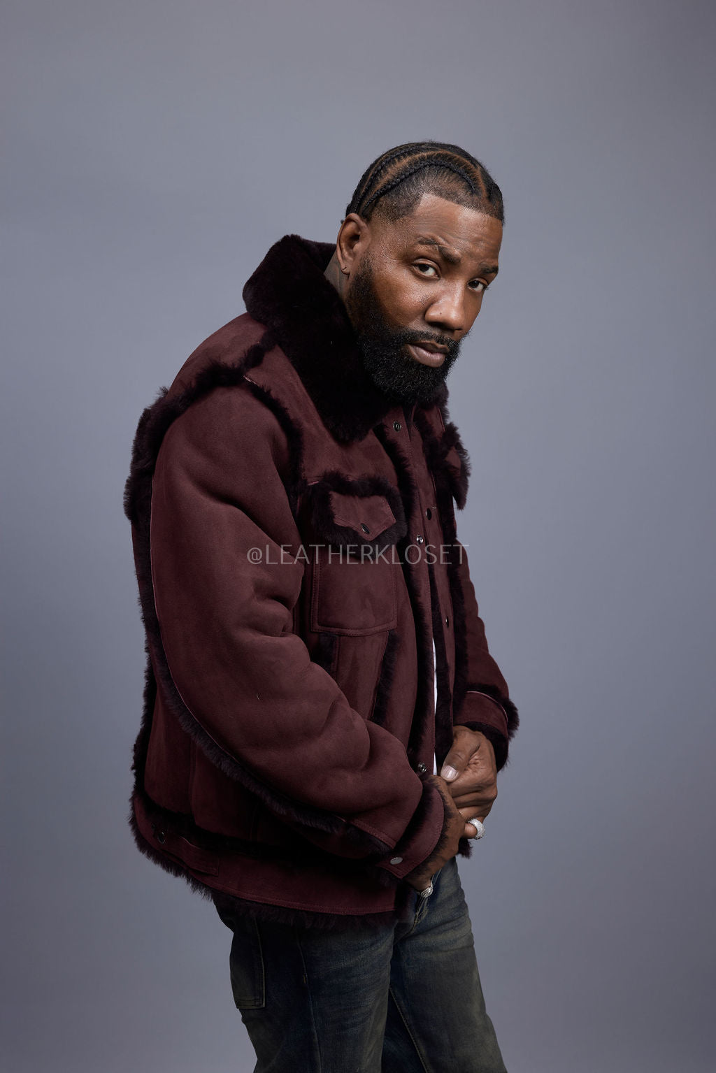 Men's Shepherd Shearling Jacket [Burgundy]