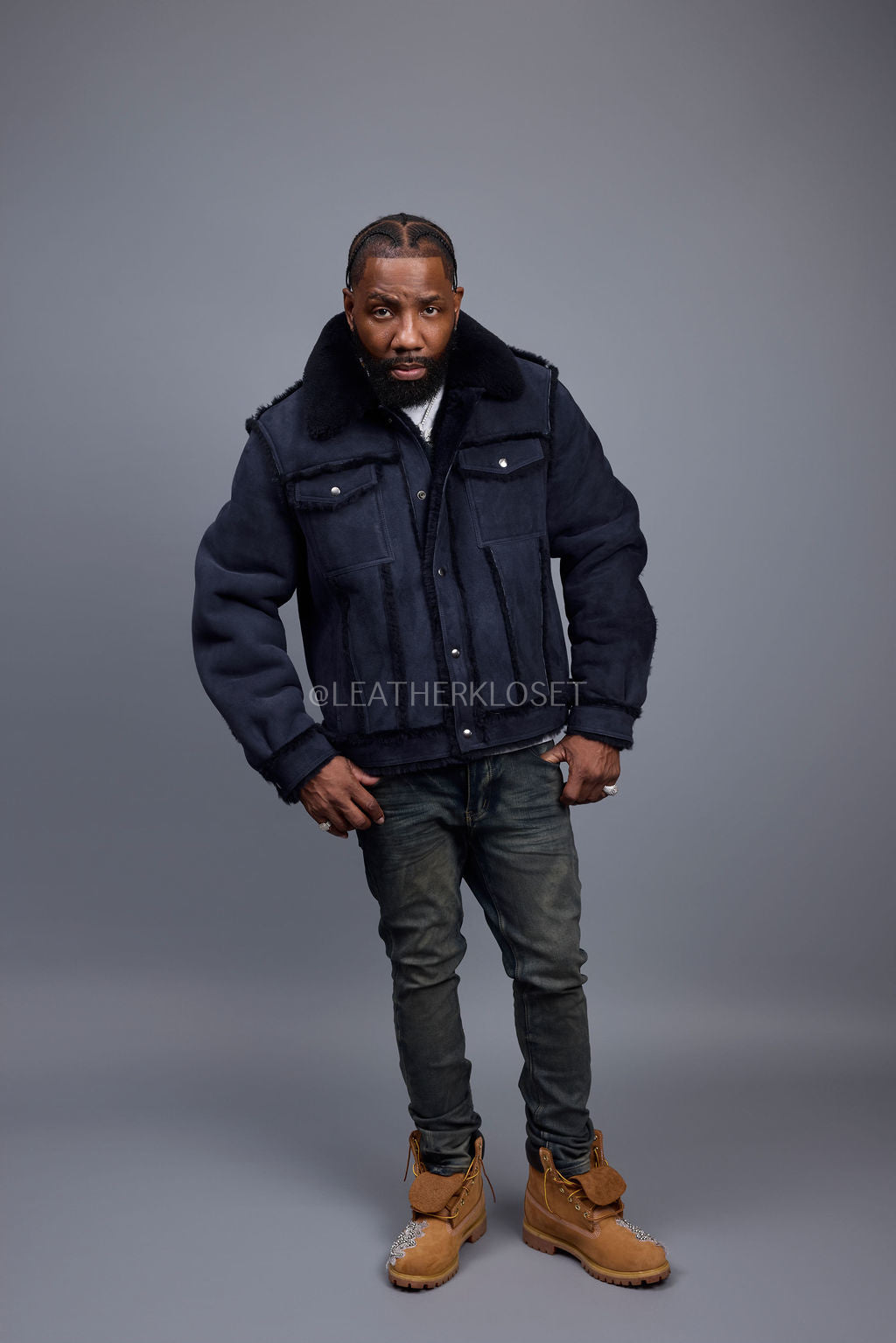 Men's Shepherd Shearling Jacket [Navy]