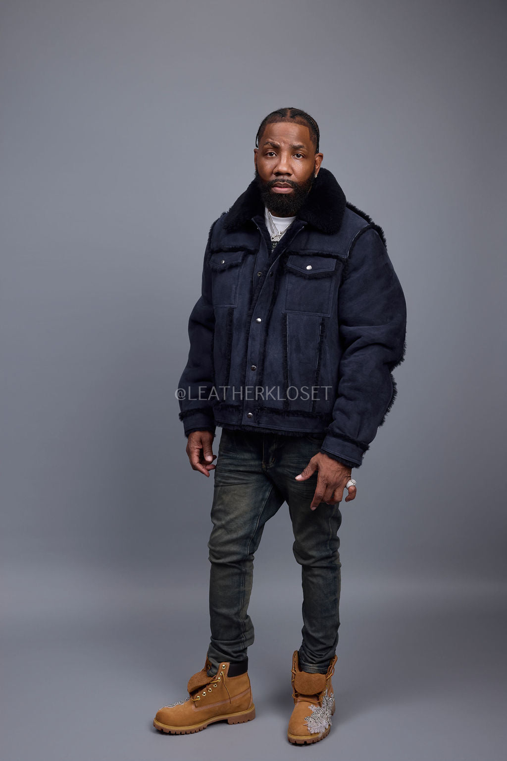 Men's Shepherd Shearling Jacket [Navy]