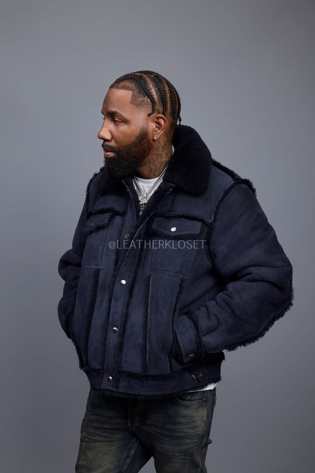 Men's Shepherd Shearling Jacket [Navy]