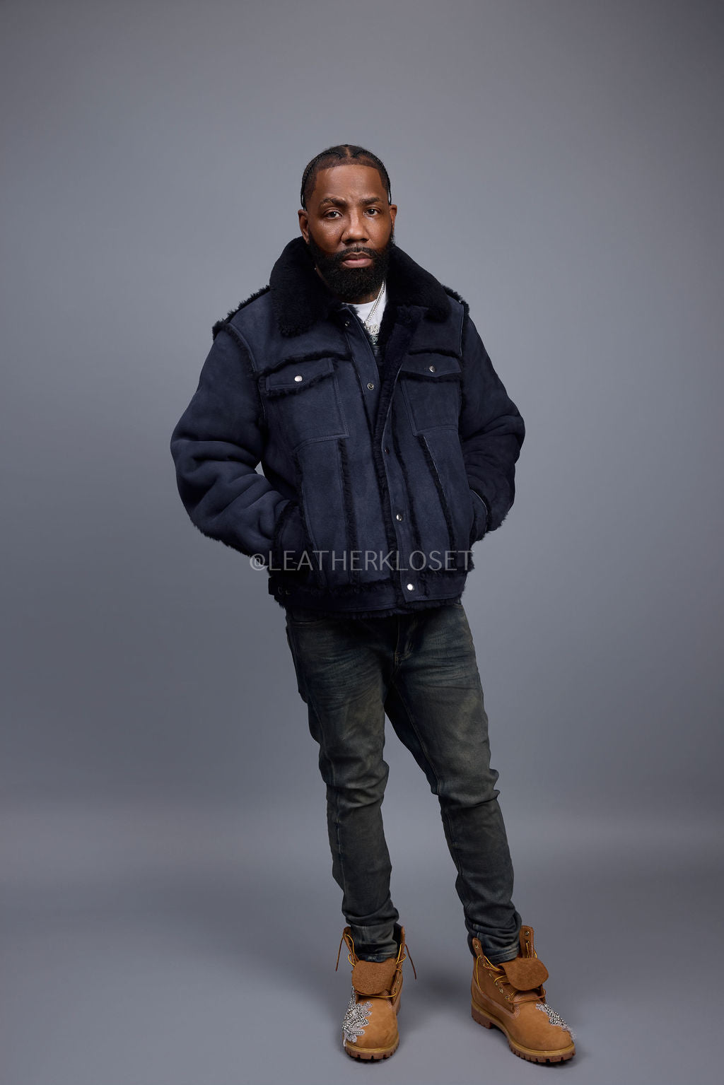 Men's Shepherd Shearling Jacket [Navy]