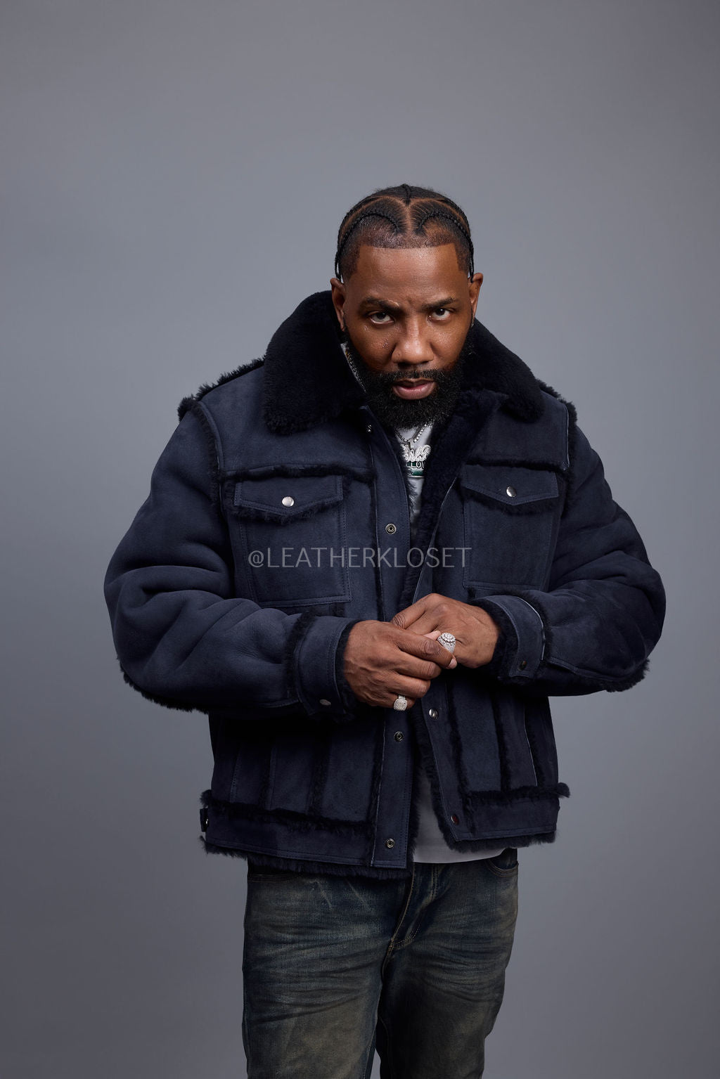 Men's Shepherd Shearling Jacket [Navy]