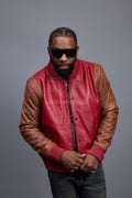 Men's Liam All-Leather Varsity Jacket [Red/Caramel Crunch]