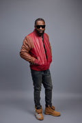 Men's Liam All-Leather Varsity Jacket [Red/Caramel Crunch]