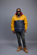 Men's Leather Half-Zip Pullover [Yellow/Navy/Red]