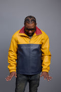 Men's Leather Half-Zip Pullover [Yellow/Navy/Red]