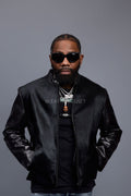 Men's Leather & Pony Biker Combo [Black]