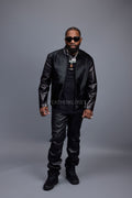 Men's Leather & Pony Biker Combo [Black]