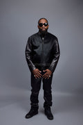 Men's Leather & Pony Biker Combo [Black]
