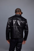 Men's Leather & Pony Biker Combo [Black]