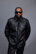 Men's James Leather Shirt [Black]