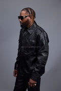 Men's James Leather Shirt [Black]