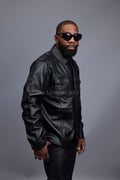 Men's James Leather Shirt [Black]
