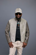 Men's Leather & Pony Biker Combo [Grey]