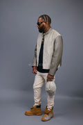 Men's Leather & Pony Biker Combo [Grey]