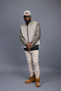 Men's Leather & Pony Biker Combo [Grey]