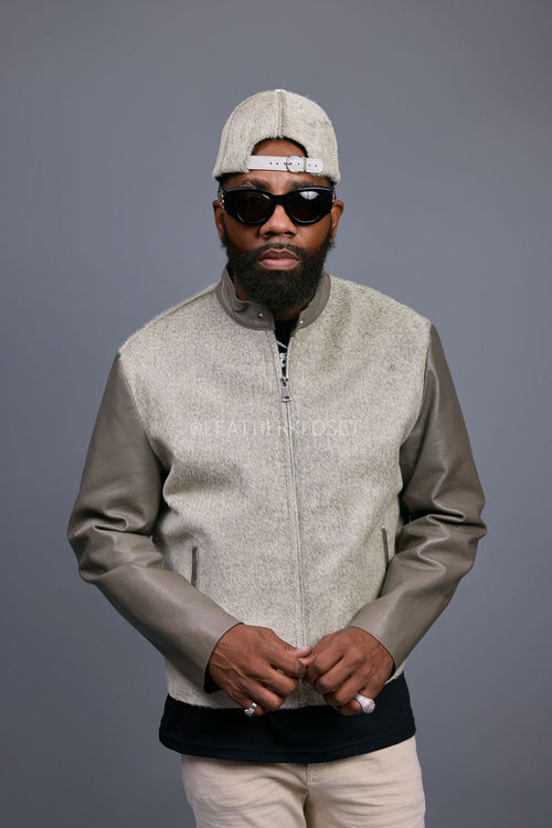 Men's Leather & Pony Biker Combo [Grey]