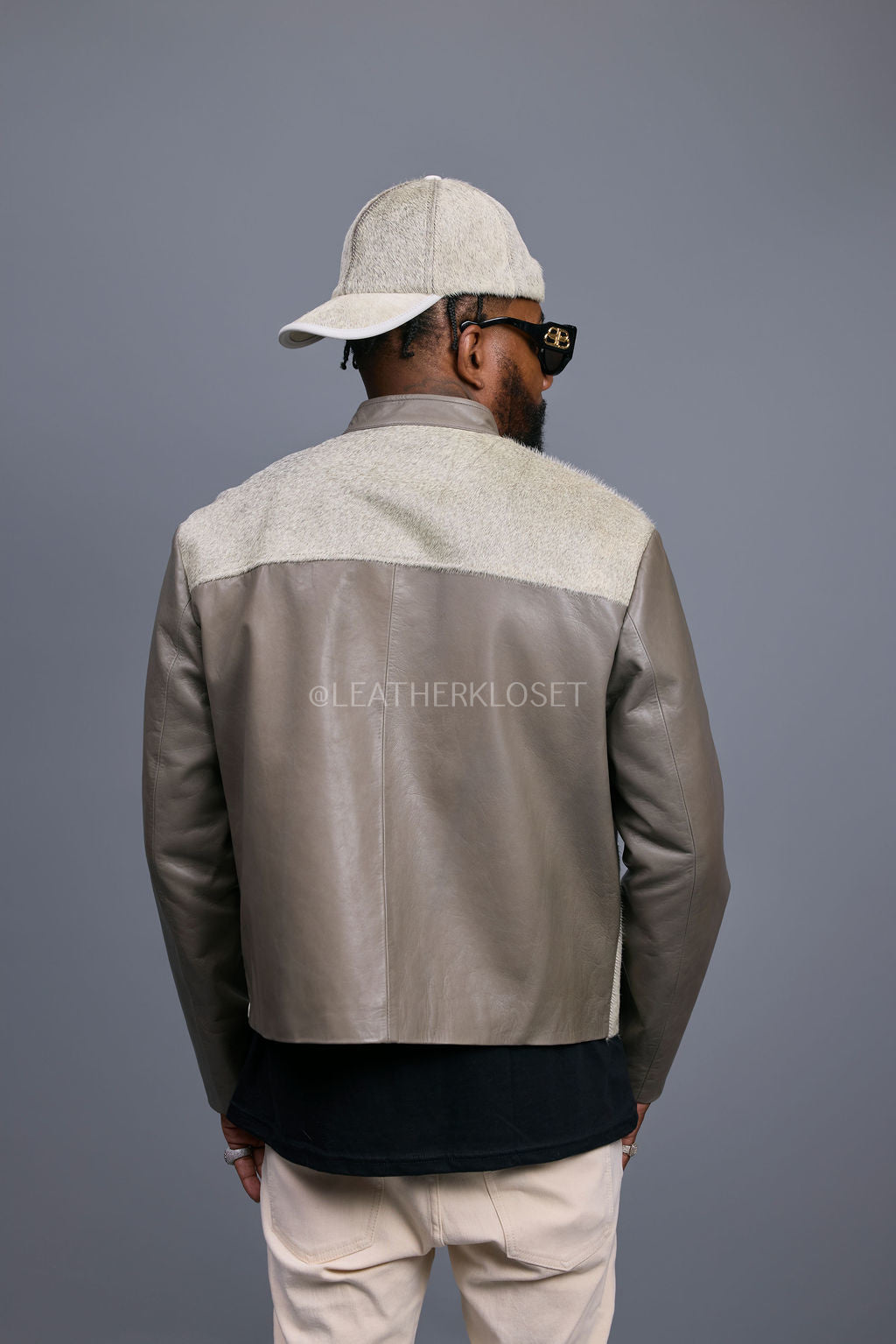 Men's Leather & Pony Biker Combo [Grey]