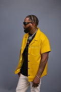 Men's Summer In Miami Luka Leather Short Sleeve Shirt [Yellow]