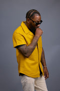 Men's Summer In Miami Luka Leather Short Sleeve Shirt [Yellow]