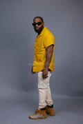 Men's Summer In Miami Luka Leather Short Sleeve Shirt [Yellow]