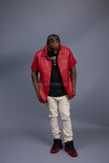 Men's Summer In Miami Luka Leather Short Sleeve Shirt [Red]