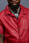 Men's Summer In Miami Luka Leather Short Sleeve Shirt [Red]