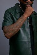 Men's Summer In Miami Luka Leather Short Sleeve Shirt [Forest Green]