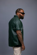 Men's Summer In Miami Luka Leather Short Sleeve Shirt [Forest Green]