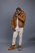 Men's Leather Hoodie [Saddle Brown]
