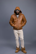 Men's Leather Hoodie [Saddle Brown]