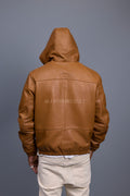 Men's Leather Hoodie [Saddle Brown]