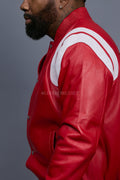 Men's Liam All-Leather Varsity Jacket [Red/White]