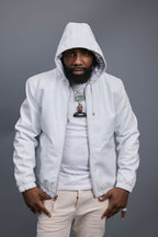 Men's Leather Hoodie [White]