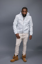 Men's Leather Hoodie [White]