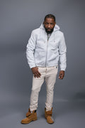 Men's Leather Hoodie [White]